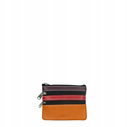 portfele damskie Saszetka skórzana na klucze z kółkiem monety bilonówka skórzana OLIVKA