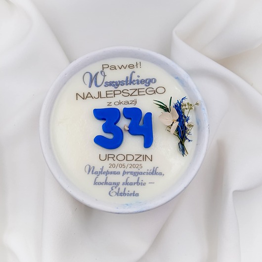 świeczniki i świece Personalizowany prezent na urodziny /świeca sojowa XL w pudełku