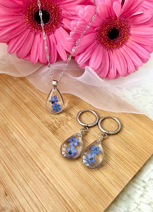 komplet biżuterii Komplet biżuterii z niezapominajkami 