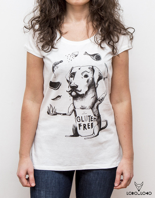 t-shirt damskie Koszulka damska z Labradorem "Gluten free"