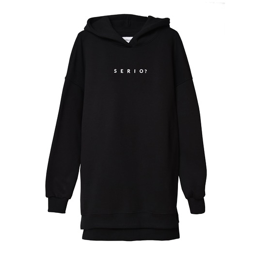 bluza z kapturem damska Bluza long z kapturem czarna SERIO?