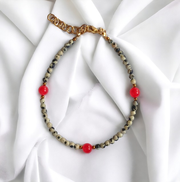 bransoletki z kamieni naturalnych Bransoletka na nogę : red currant collection