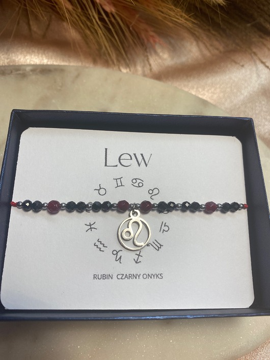 bransoletki na sznurku Bransoletka na jedwabnej nici kamienie naturalne Zodiak Lew