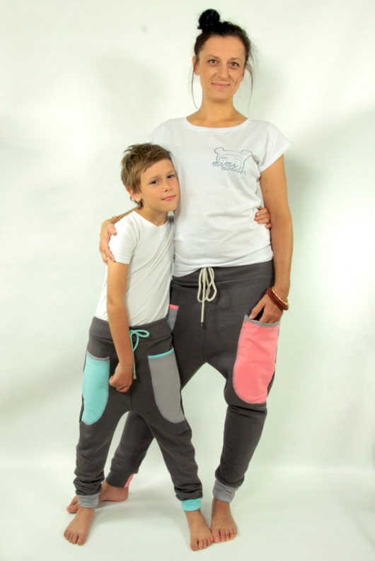 Spodnie mama i syn StaLove– baggy pants Mimi Monster