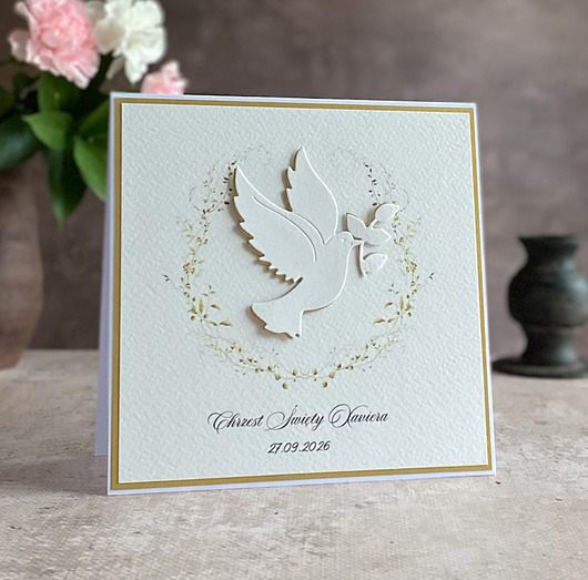 kartki, zaproszenia na chrzest Kartka na chrzest w ozdobnej kopercie, 72c