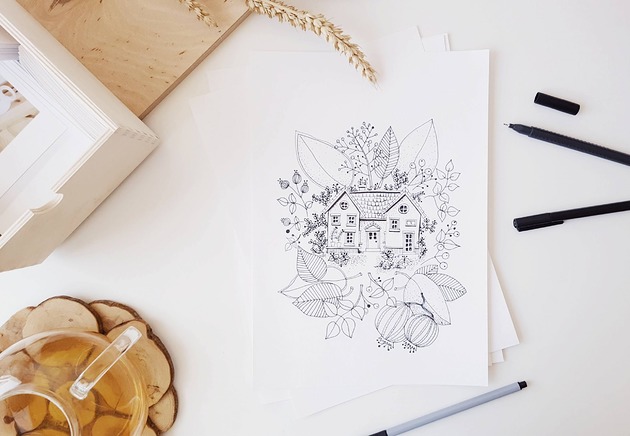 ILUSTRACJA twój domek(z tłem) O.LALAdesigns