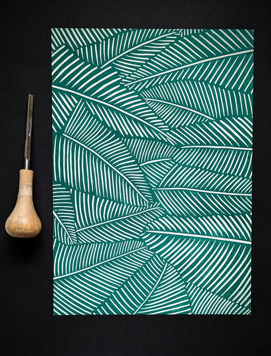 grafiki i ilustracje Ręcznie drukowany linoryt "Flora" 21x30cm