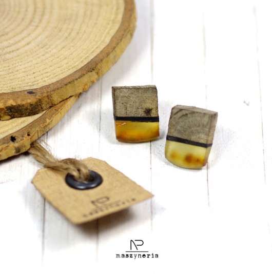 Wood&Amber Kolczyki Czarny Dąb Maszyneria