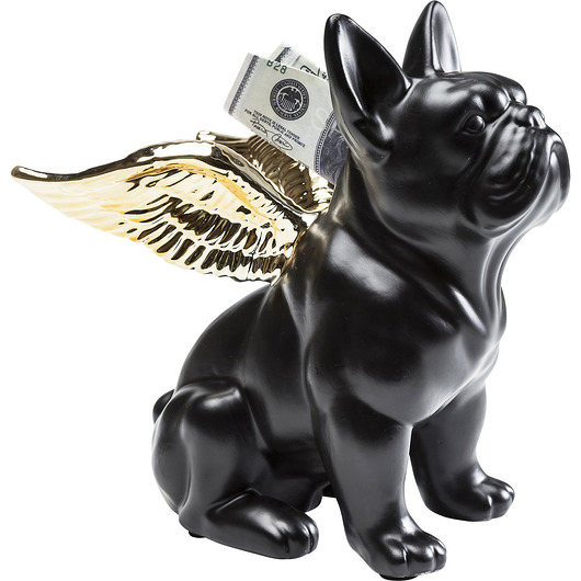 Skarbonka Pies Sitting Angel Dog Gold-Black Home Design