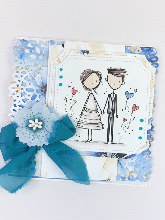 kartki scrapbooking Kartka ślubna /niebieski/