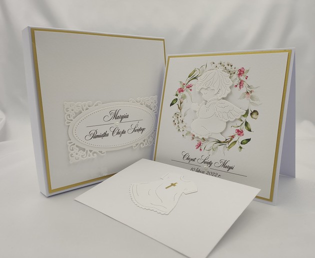 kartki, zaproszenia na chrzest Pamiątka chrztu w pudełku, C 23B