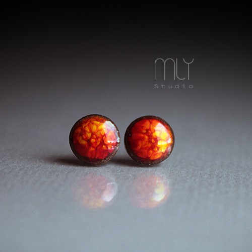 kolczyki ceramiczne Ogniste 6mm/stal chirurgiczna/