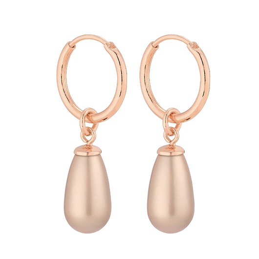 kolczyki srebrne Kolczyki koła z różowego złota z pudrowymi perłami SWAROVSKI CRYSTAL