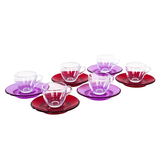 filiżanki Komplet filiżanek szklanych, włoski design, lata 70,  Fratelli Guzzini