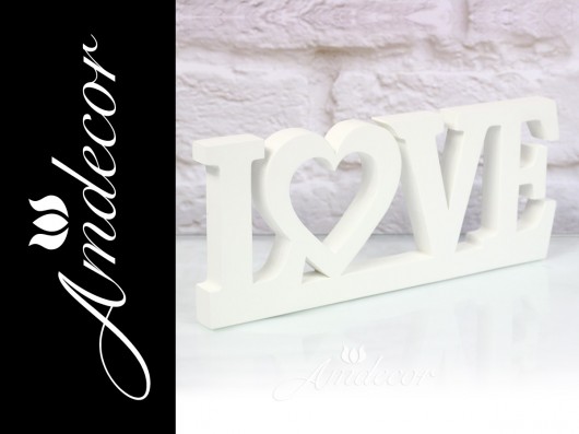 Drewniany mdf napis Love biały amdecor
