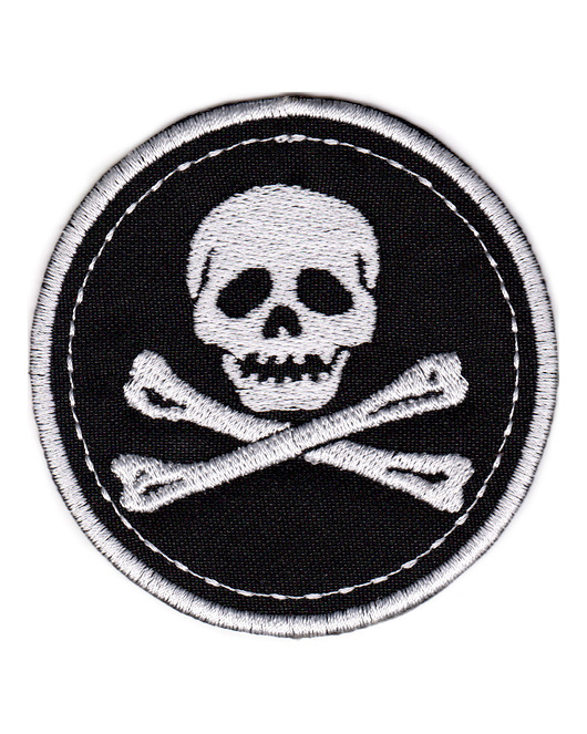 naszywki na ubrania Naszywka naprasowanka CZASZKA W KOLE termoprzylepna haft 7,5cm