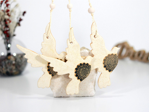 Ozdoby na ścianę Ręcznie robione ptaki z ceramiki - ozdoby wiszące