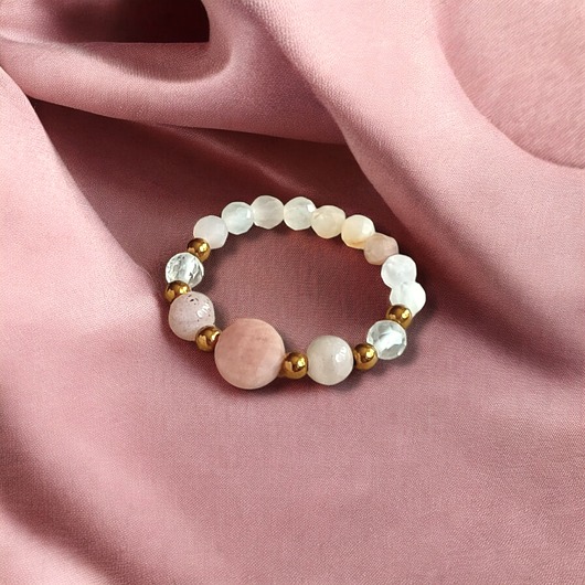 pierścionki elastyczne OPTYMIZM - pierścionek - kamień słoneczny, kryształ górski, hematyt