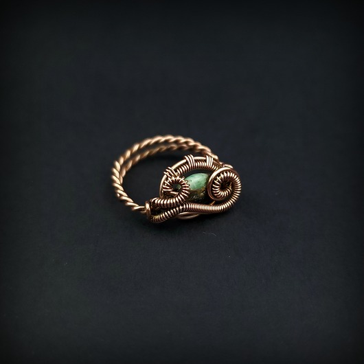 pierścionki - różne Szmaragd regulowany pierścionek z  miedzi