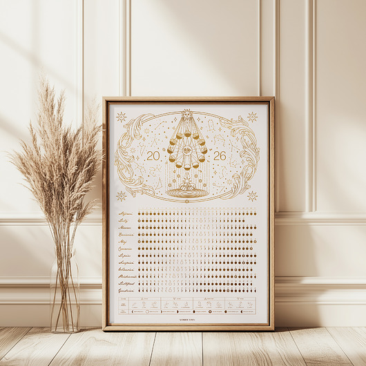 plakaty Kalendarz Faz Księżyca 2026 - Plakat Beige format 40x50cm