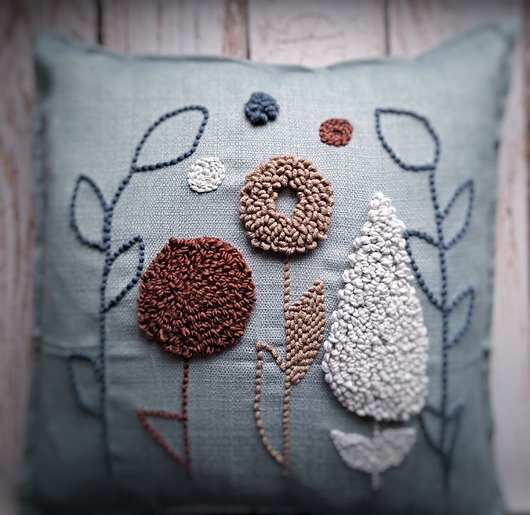 poduszki plecione Poduszka dekoracyjna kwiaty Boho punch needle