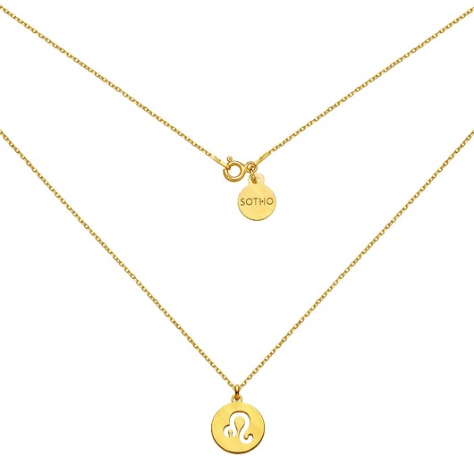 srebrne naszyjniki Złoty matowy naszyjnik z zodiakiem Lwa