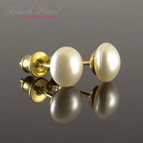 Cream in gold - kolczyki Black Pearl