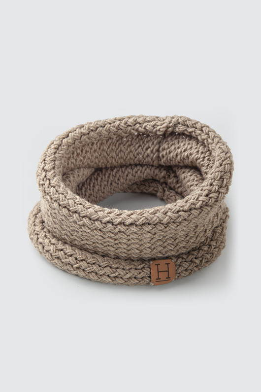 szale damskie Komin z wełny merynosa handmade BEŻ