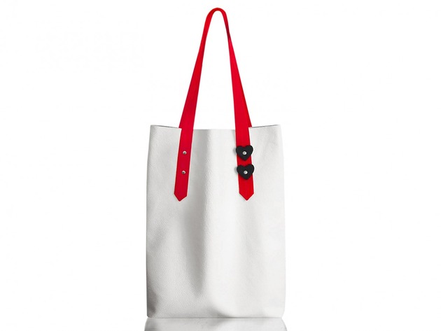 torby na ramię Biały worek ze skóry