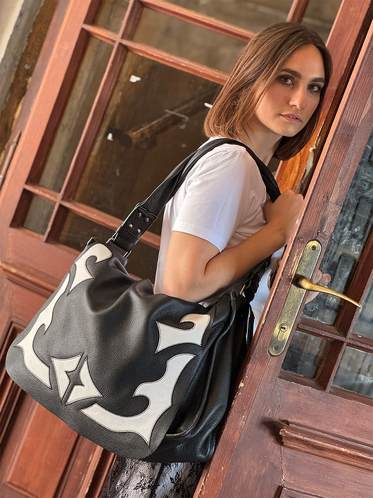 torby na ramię Duża torba skórzana. Zestaw Western I z długim paskiem cross body