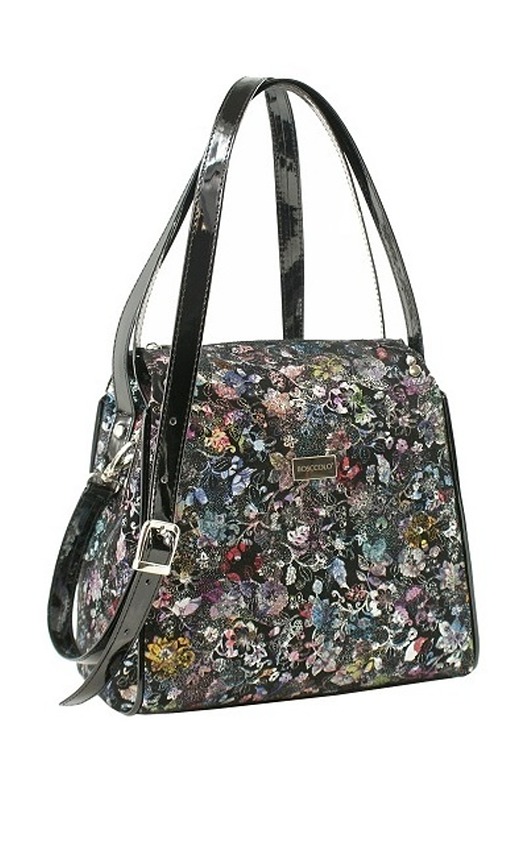 torby na ramię Torebka skórzana  na ramię w kwiatki  (4855)