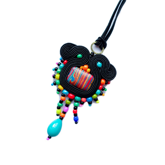 Kolorowy  naszyjnik soutache Mró Soutache