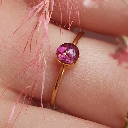 Pierścionek z płatkami róży stal nierdzewna Jaskółcze ziele handmade 