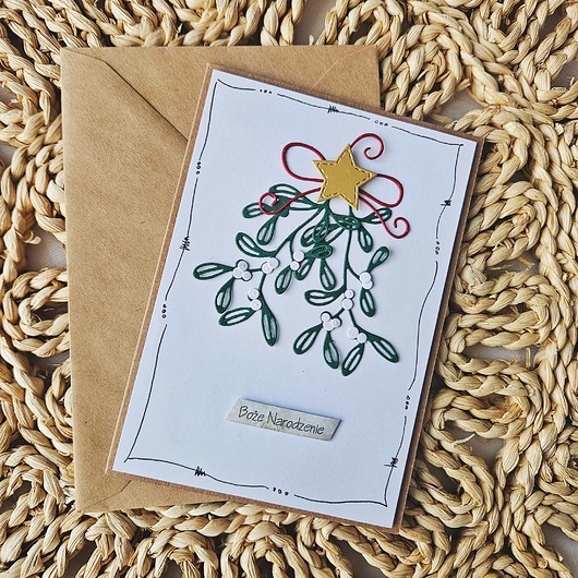 kartki świąteczne Kartka bożonarodzeniowa z jemiołą clean&simple