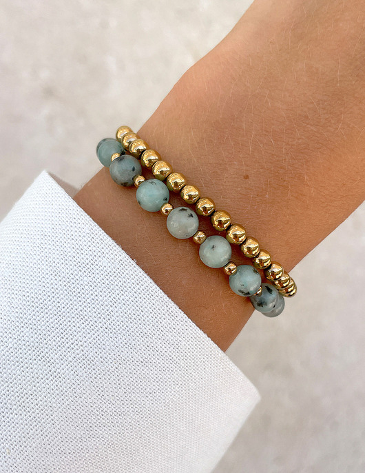 bransoletki z kamieni naturalnych Bransoletki na gumce - jaspis z hematytem