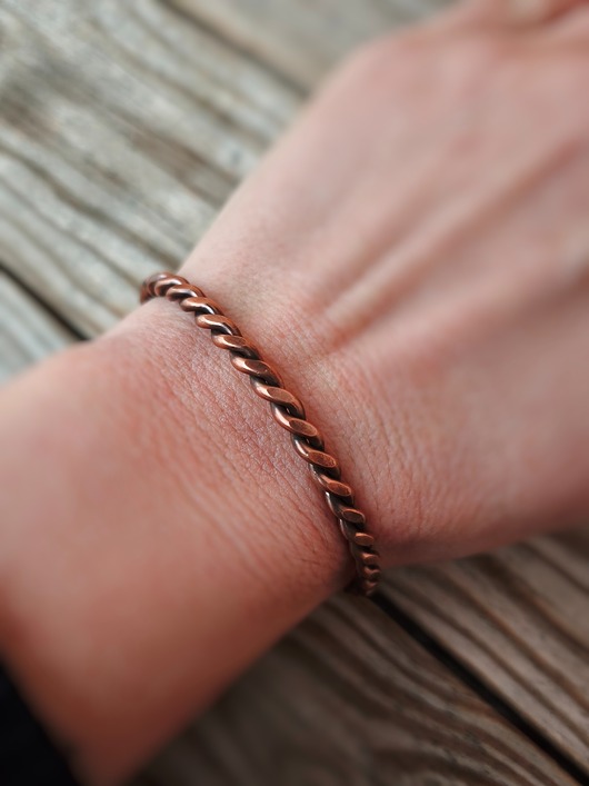 bransoletki wire wrapping Bransoletka miedziana Splot Odwagi