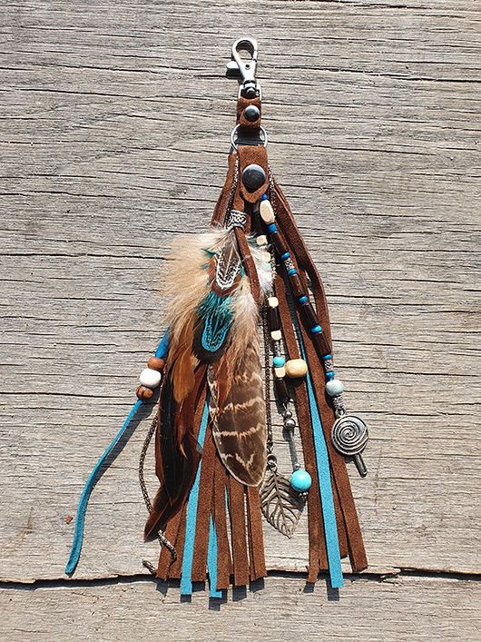 breloki Skórzany  brelok, chwost  do torebki, zawieszka do torebki boho