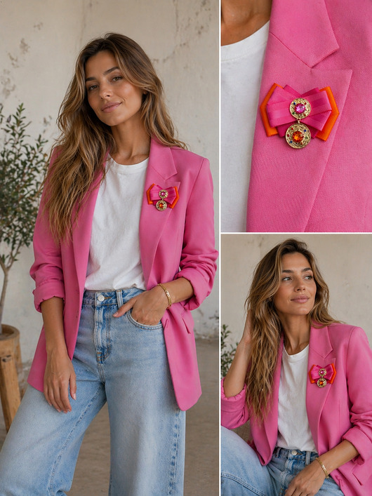 broszki Brosza z Kolekcji COLOR z kryształami zatopionymi w złotych okręgach