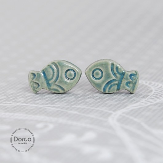 kolczyki ceramiczne Kolczyki ceramiczne Rybki niebeskie z wzorkiem- cermiczne 
