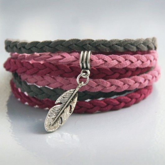boho braid IV :: pink & grey kaktusia
