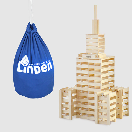 klocki i zabawki drewniane Drewniane klocki Linden 300 sztuk w worku eko