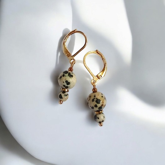 kolczyki z kamieniami Jaspis dalmatyński : kolczyki krótkie