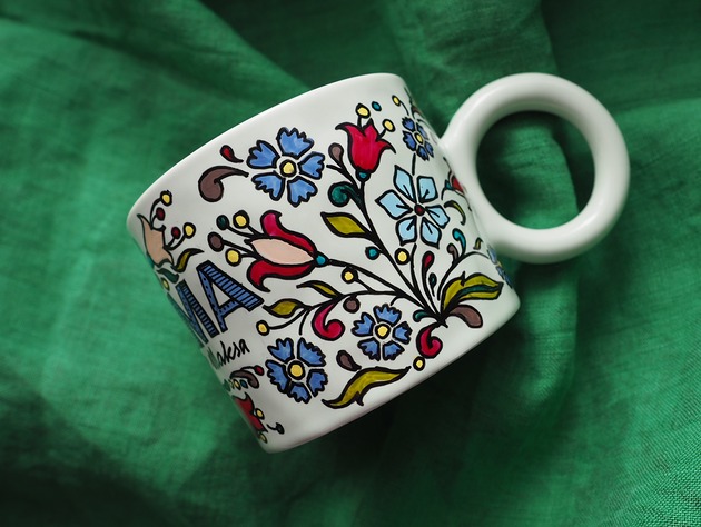 kubki Personalizowany ręcznie malowany seledynowy kubek MAMA