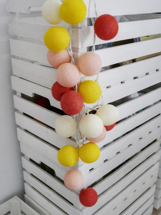 Qule Lampki Cotton Balls Light Love Soft Pink qule
