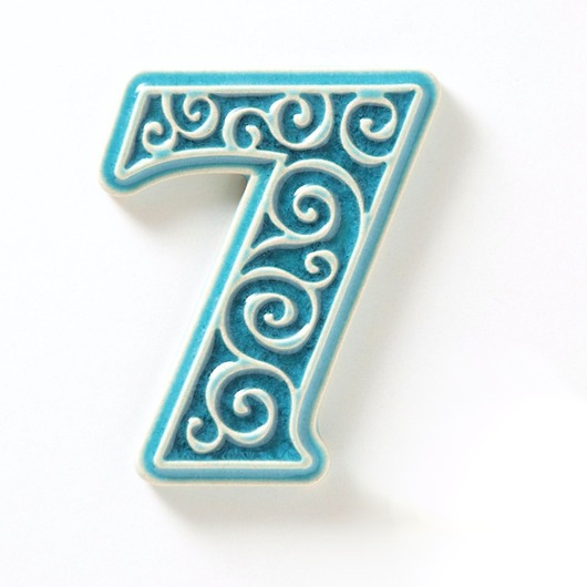 napisy dekoracyjne i tabliczki Numer mieszkania, cyfra 7 turkusowa
