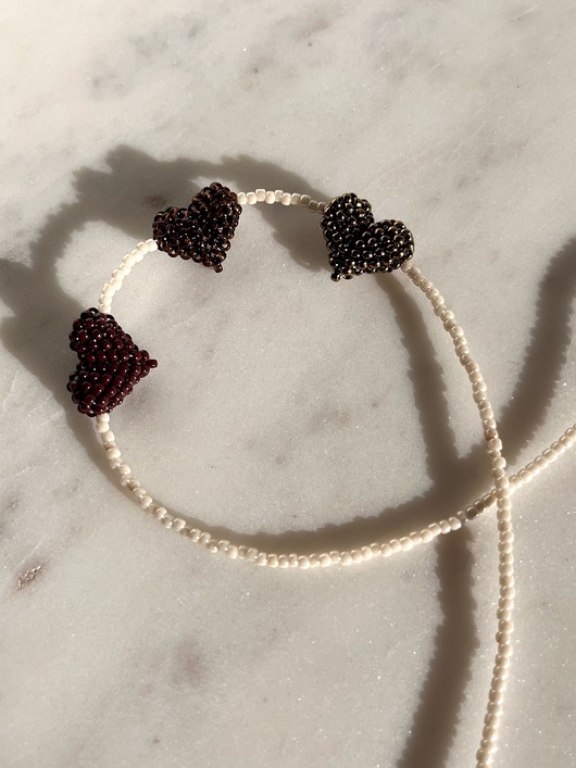 chokery Naszyjnik - tre cuori marroni