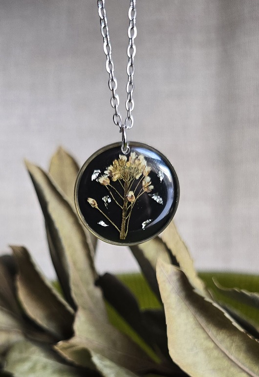 wisiory Wieczne kwiaty srebrny wisiorek dziki kwiat prawdziwy drzewko szczęścia