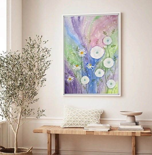 obrazy Oryginalna akwarela. Dmuchawce 50x70cm