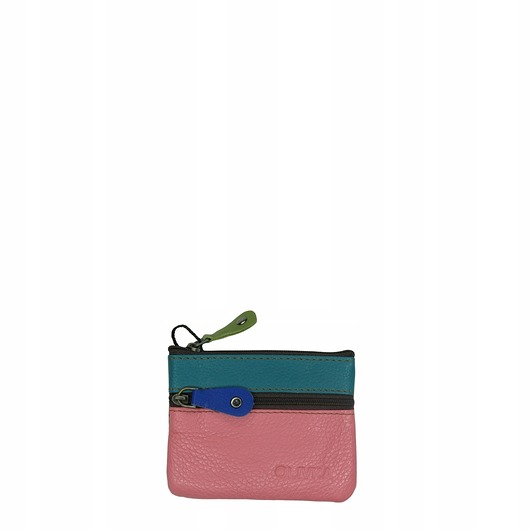 portfele damskie Saszetka skórzana skóra naturalna na klucze bilon poręczna OLIVKA