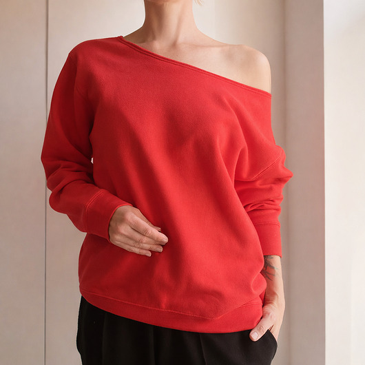 bluza bez kaptura damska Czerwona Oversize Bluza Max